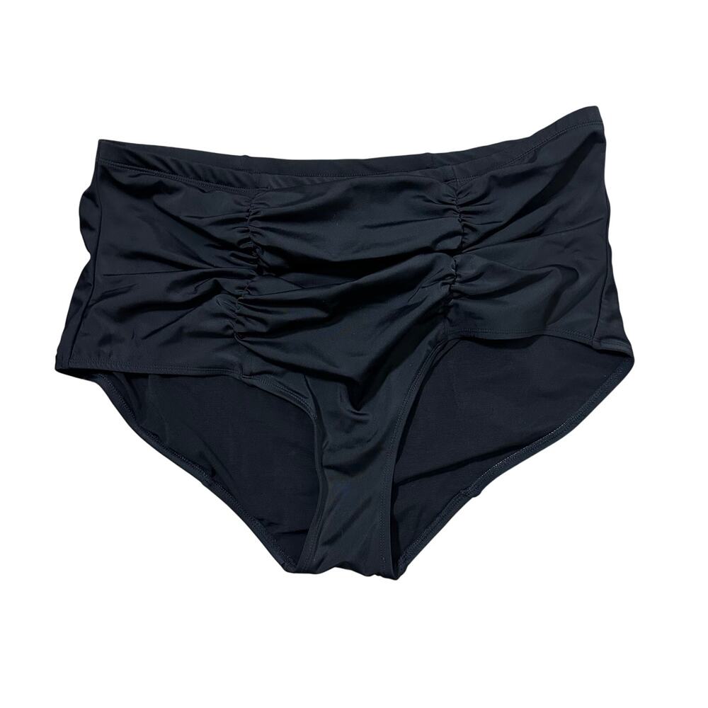 Torrid High-Rise Ruched Swim Bottoms Black 3X NWT
